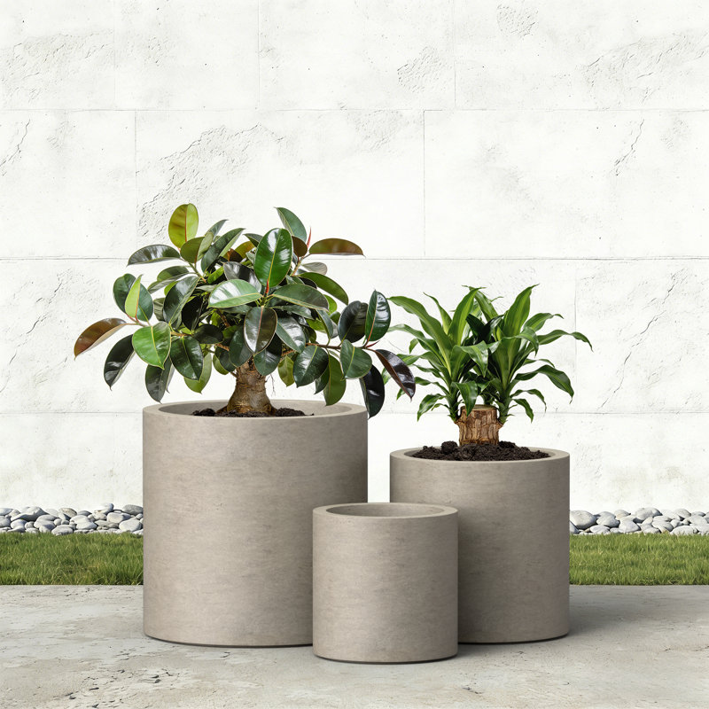 Ensemble de pots à fleurs 3 pièces Centonze, Gris chaleureux