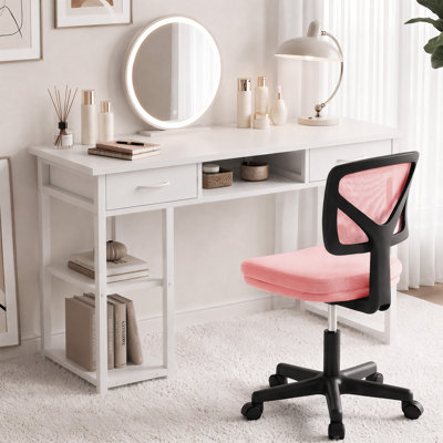 Ensemble de bureau et de chaise: bureau d'ordinateur de 48 pouces et chaise en filet noir à hauteur réglable