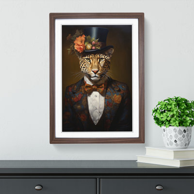 Leopard Victorian - Single Picture Frame Print on Wood