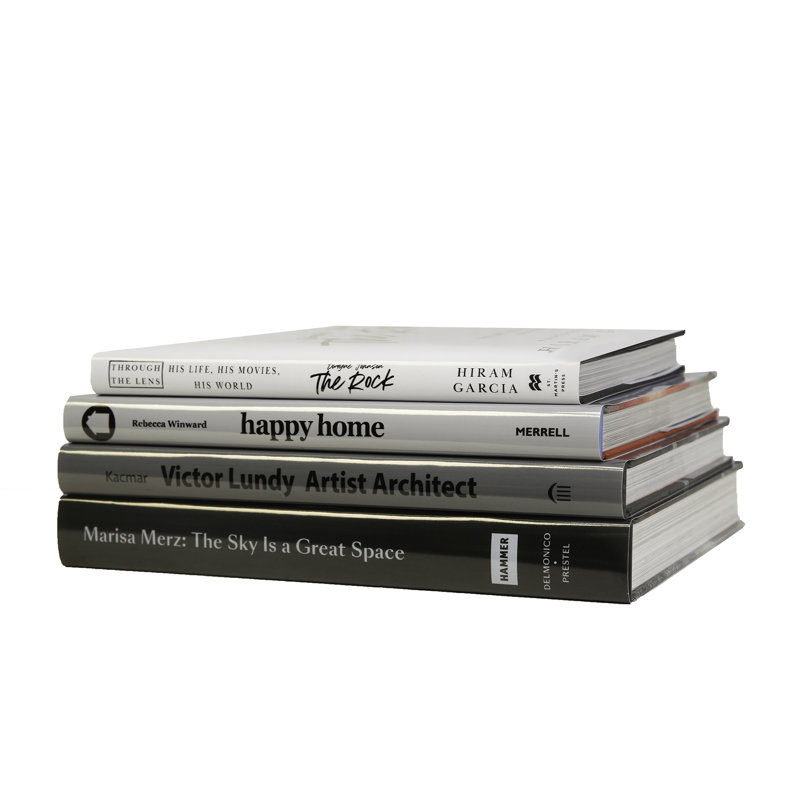 Livres décoratifs - pile de table basse en granit ombré - 4 livres gris