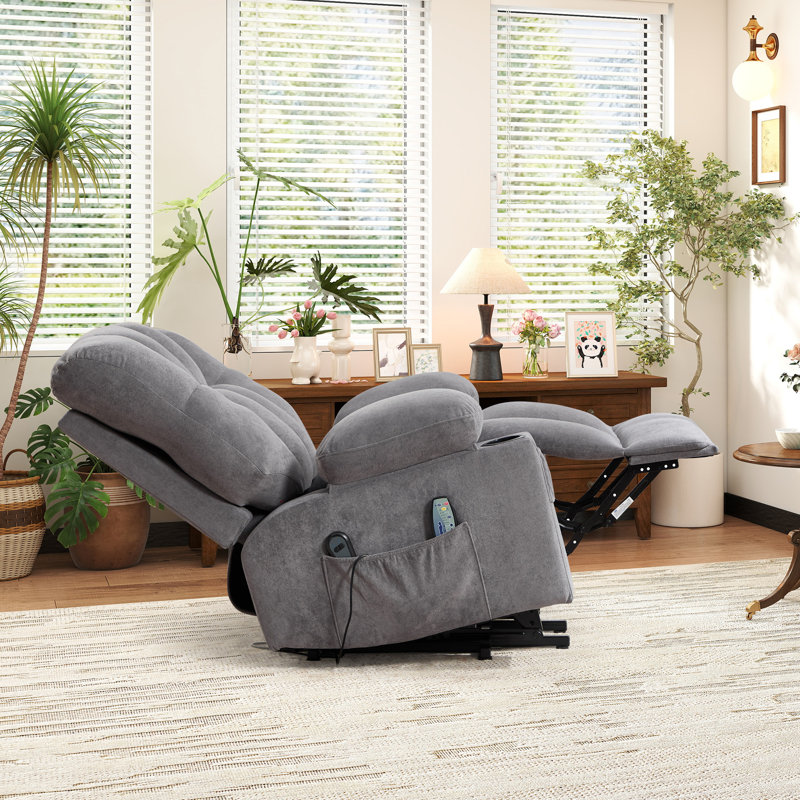 Fauteuil inclinable de massage de 37,4 po Rosalin avec deux porte-gobelets latéraux et deux télécommandes idéales pour la maison