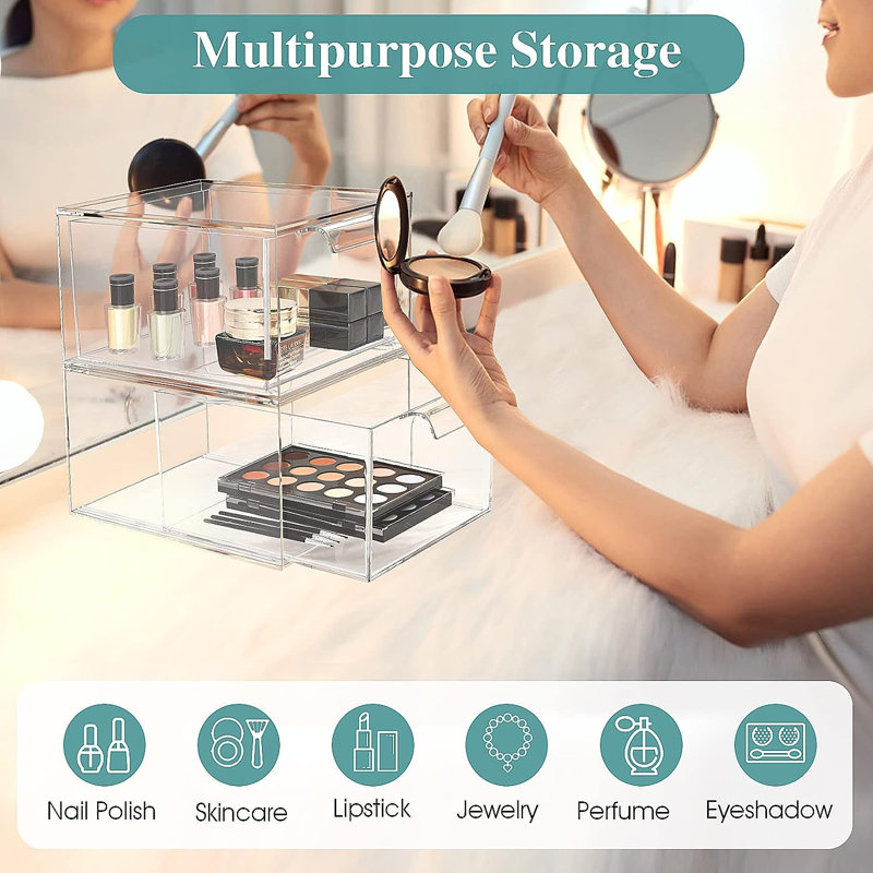 Margan Plastic 2 Compartment Makeup Organizer