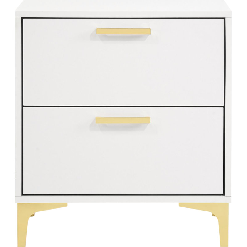 Table de chevet blanche avec 2 tiroirs - Vaste espace de rangement, look, articulations avec 2, Blanc