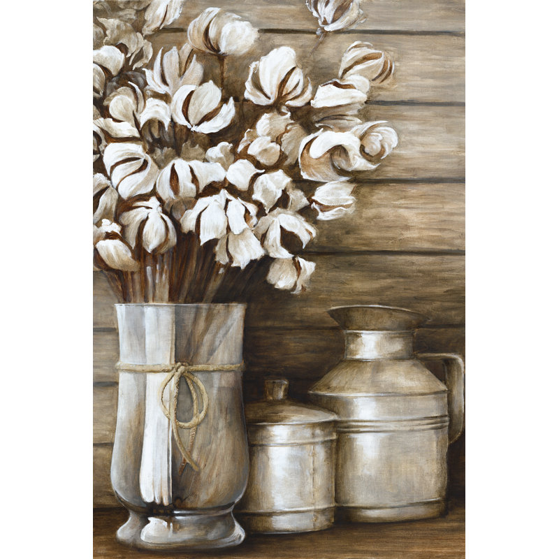 Brown Painting Flowers Vase 1 Piece Wrapped Canvas Painting, 122cm H x 81cm W x 3.8cm D