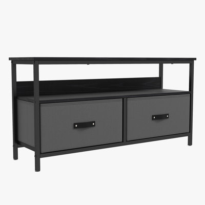 55-Inch TV Stand with 2 Fabric Drawers and Open Shelf - Media Console for Living Room