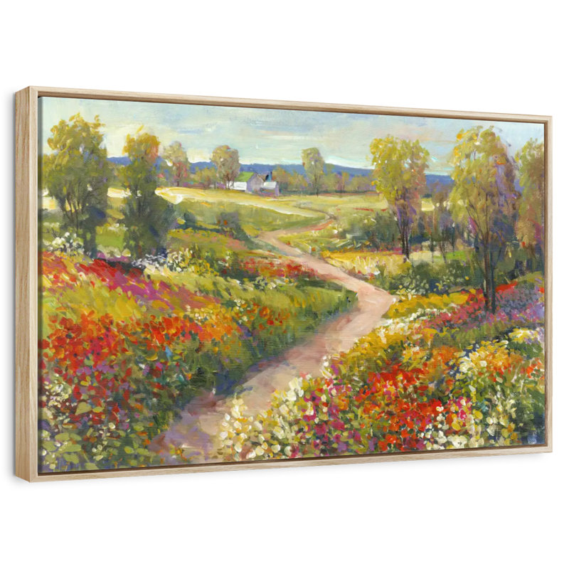 Promenade matinale II, Cadre flottant en bois naturel, 37 po x 25 po