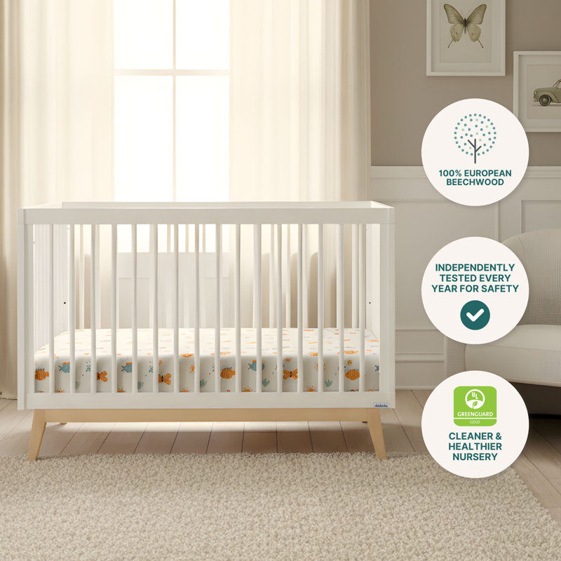Soho 3-in-1 Convertible Crib, White/Natural