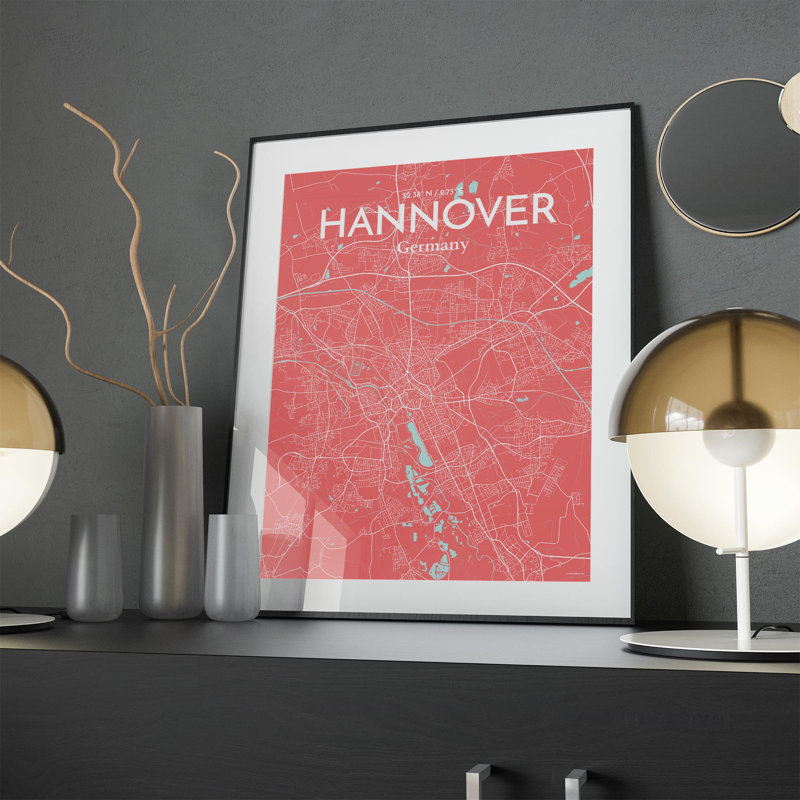 Hannover City Map In Maritime - No Frame Print, 24cm H x 18cm W x 0.05cm D