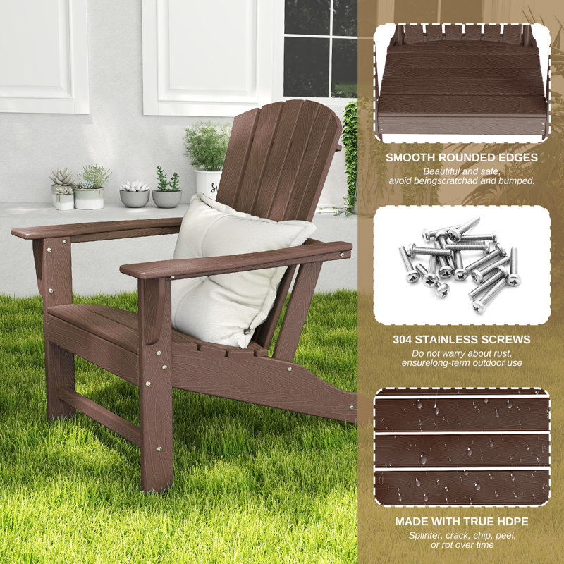 Hdpe Outdoor Adirondack Chair, Brownwood