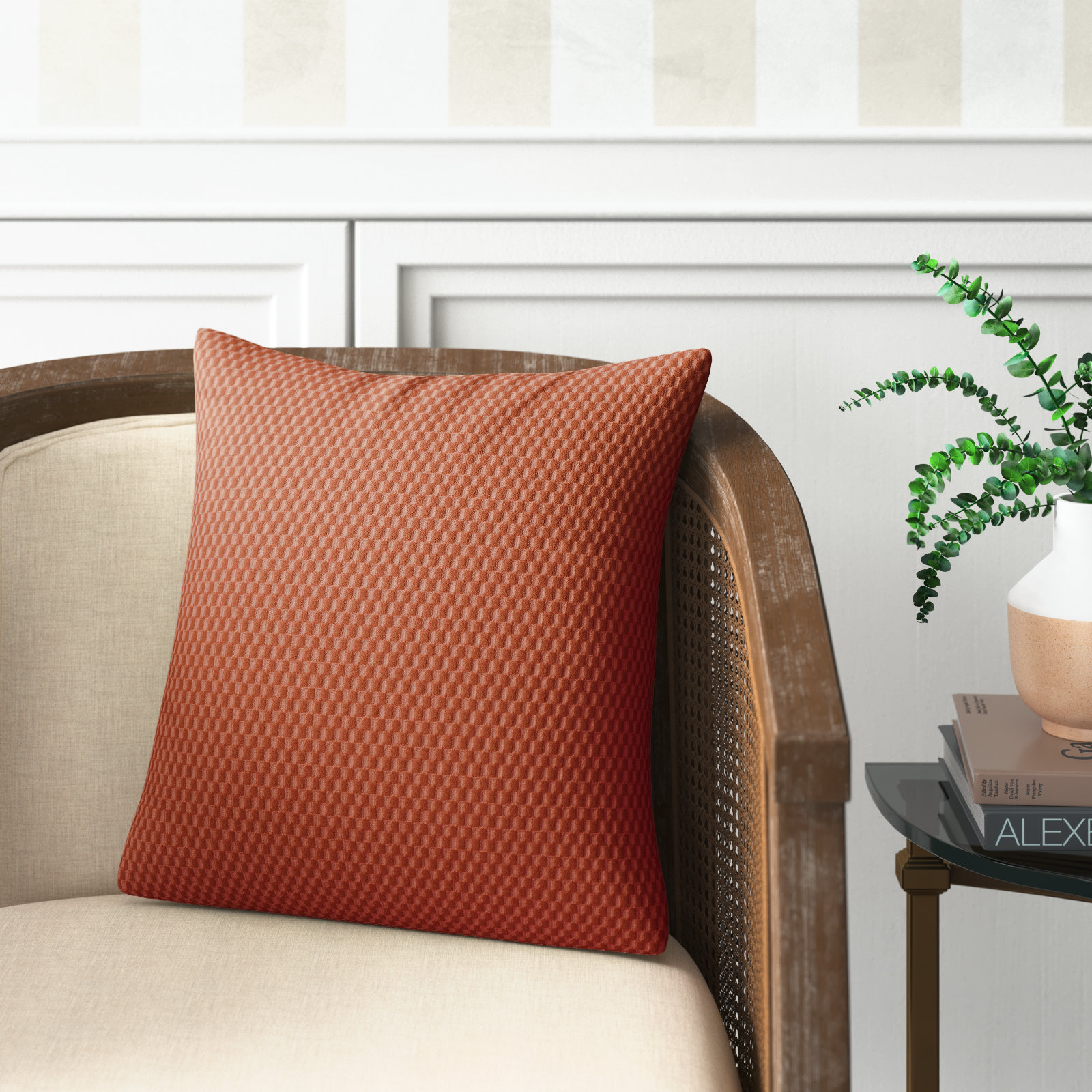 Zoya Textured Cotton Throw Pillow, Terracotta