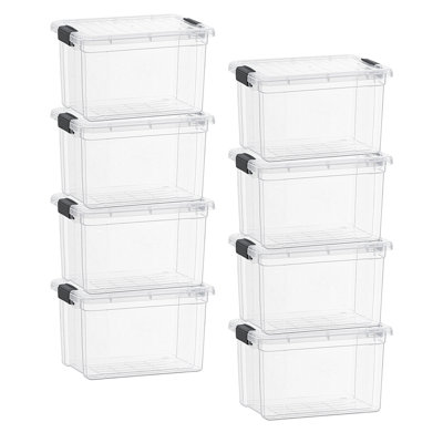 Latitude Run® Clear Storage Bins with Lids, 8 Pack- Plastic Storage Boxes for Home- 4.5 Quart