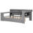 Full Size Wood Platform Bed with Storage Shelves, Drawers, USB Charging, LED, Desk & Upholstered Headboard, Grey+ Grey Cushion-1204425438