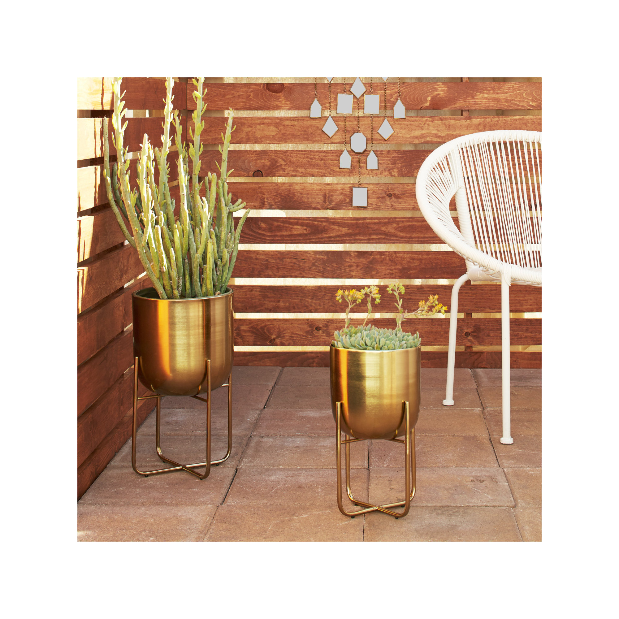 Nickson 2-Piece Iron Pot Planter Set, Gold