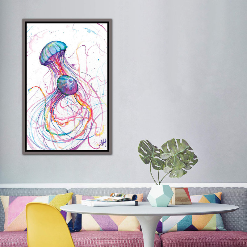 Art You You Jelly, H 60 po x l 40po x P 1,5 po, Toile avec cadre gris foncé rustique