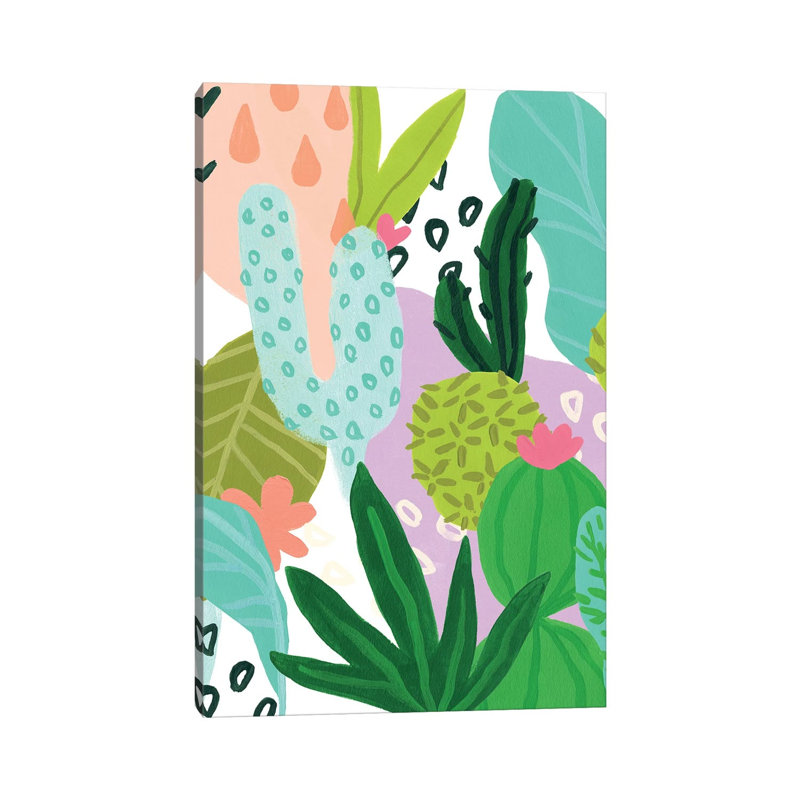 Party Plants III by June Erica Vess - Wrapped Canvas Painting, 20.32 cm H x 30.48 cm W