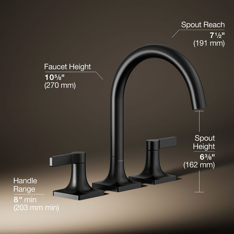 Deck Mounted Bath Faucet, Matte Black