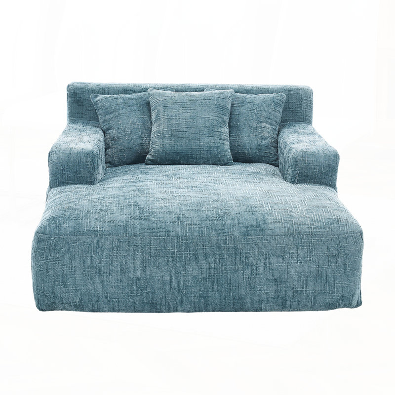 Canapé-lit Chenille, Chenille bleu menthe