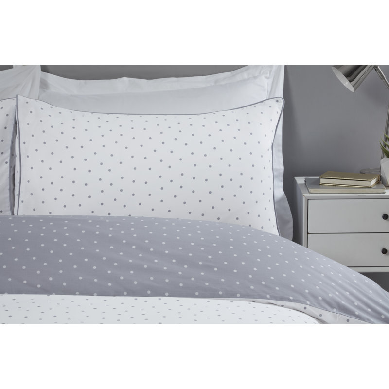 Fet Polyester Dots Duvet Cover Set with Pillowcases Included, Kingsize - 2 Standard Pillowcases, Grey