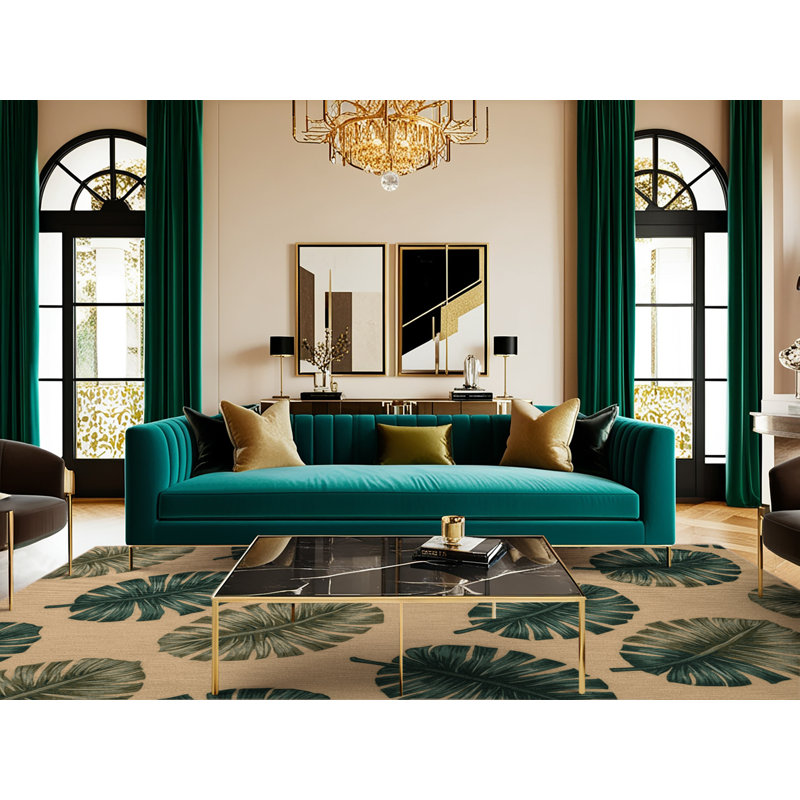 Washable Leaf Clusters Hawaiian Area Rug, Rectangle 2' x 3'
