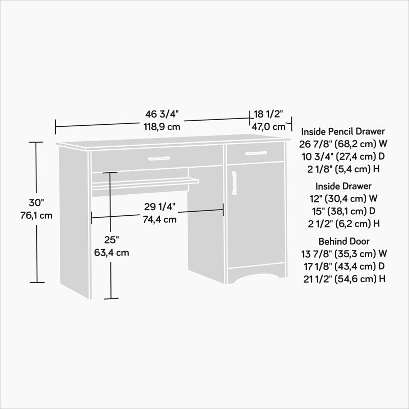 Computer Desk, Brown finish, Gray