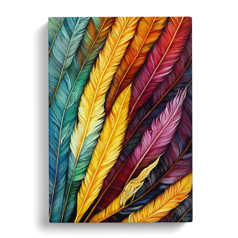 Layered Feathers - Wrapped Canvas, 50cm H x 35cm W x 3cm D