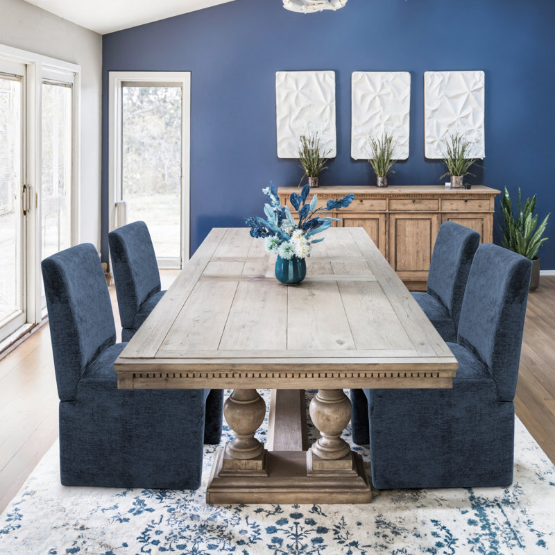 Chaise de salle à manger rembourrée, Bleu