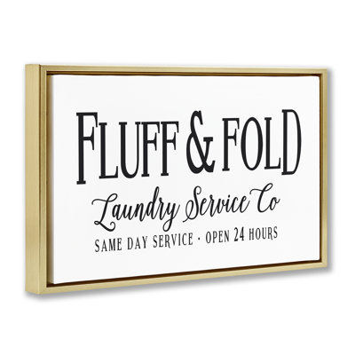 Fluff & Fold Laundry Gold Framed Floater Canvas by Lettered and Lined