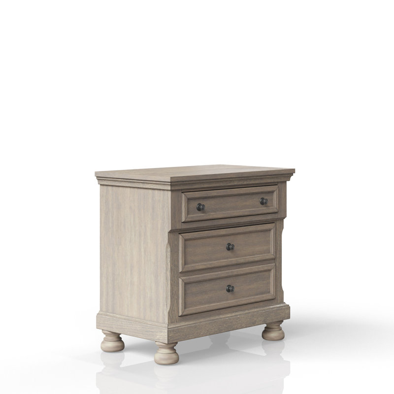 Table de chevet antique grise avec deux tiroirs - 17,37 po Poids du colis de 55 lb