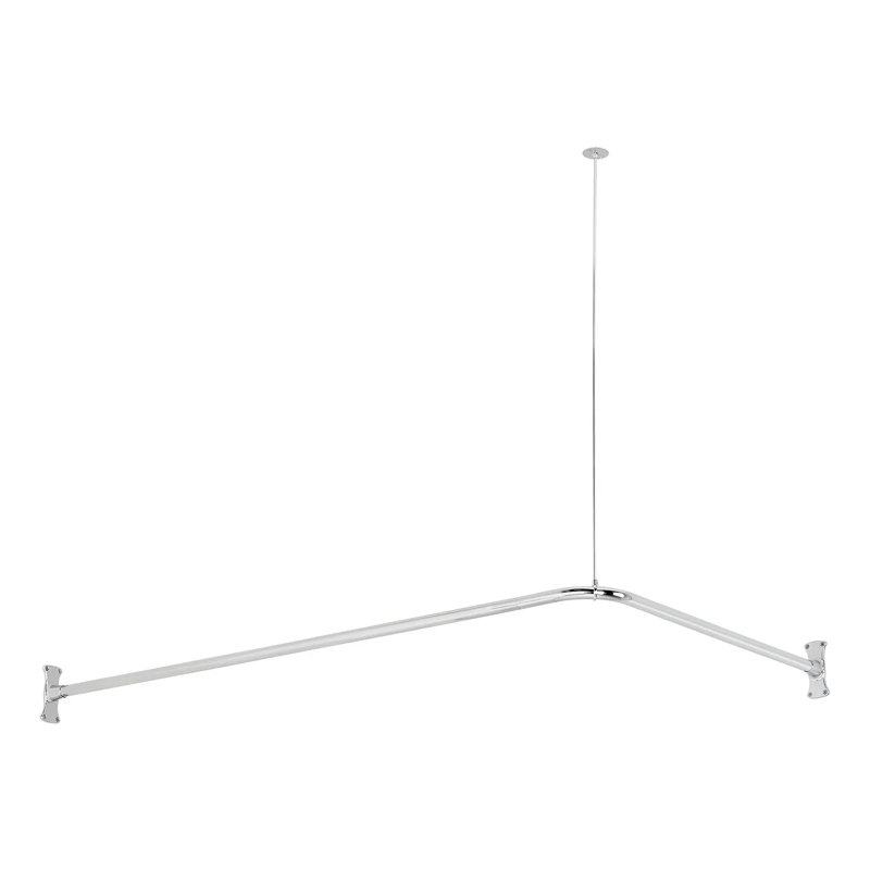 60" Brass L-Shaped Shower Curtain Rod