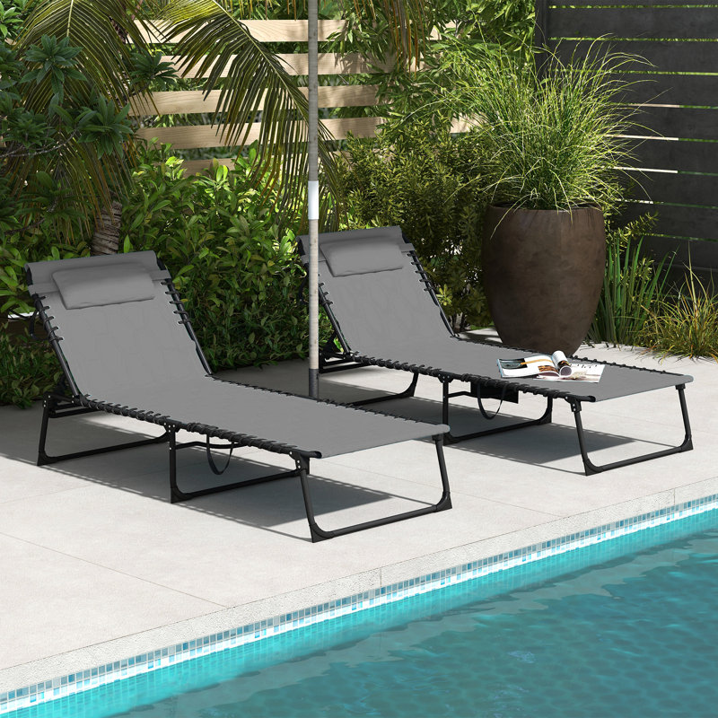 Vincenza Outdoor Metal Chaise Lounge, Gray, 2