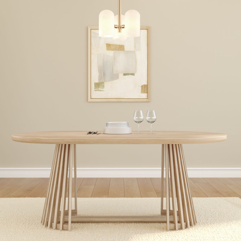 Lido Modern Oval 72" Dining Table with Slatted Base, Blonde