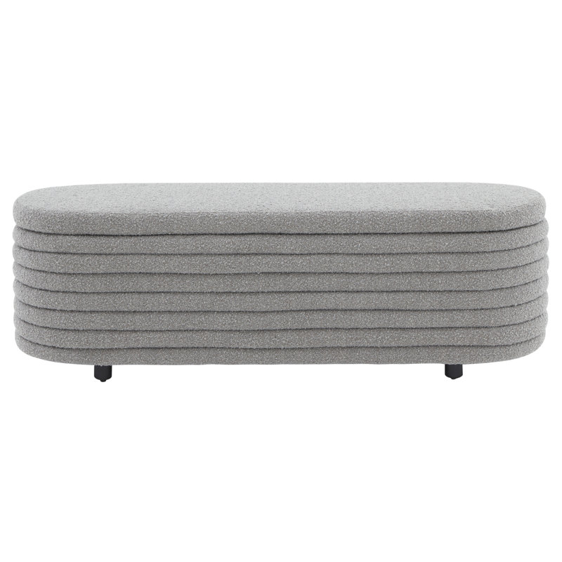 Banc de rangement rembourré Delray, Boucle gris foncé