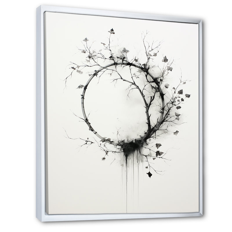 Couronne noire et blanche simple - Art mural encadré couronne, H 40 po x l 30 po x P 1,5 po, Cadre flottant blanc
