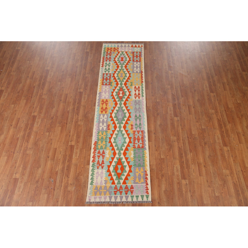 Tapis de couloir en laine South Western Kilim 3 x 10