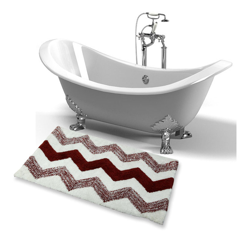 Erickson Non-Slip Bath Rug, Cabernet White