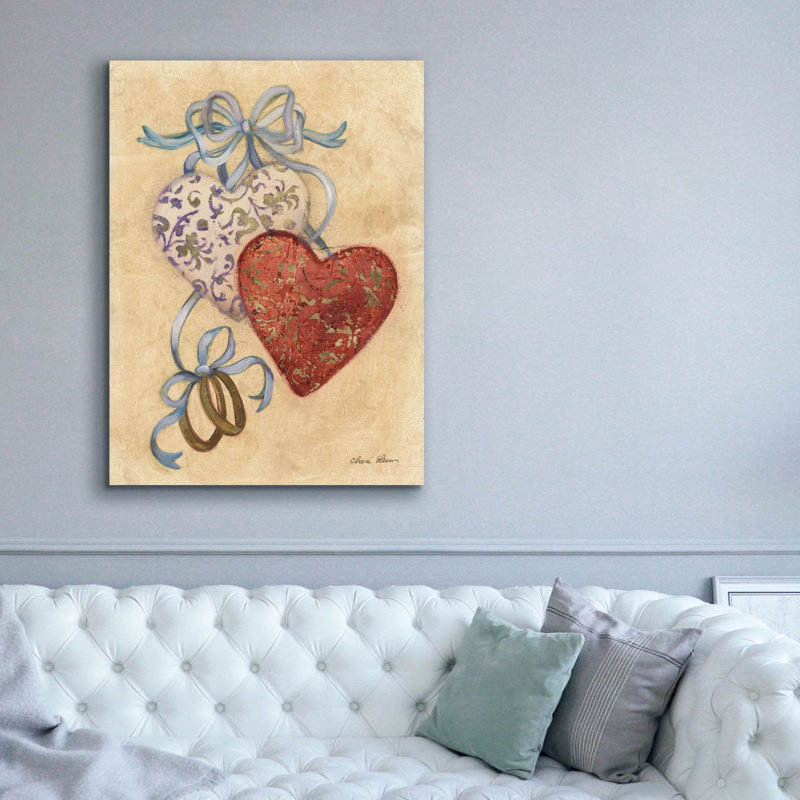 Toile épique Graffiti «Hearts and Ribbons 3» par Cheri Blum, art mural 40 po x 54 po