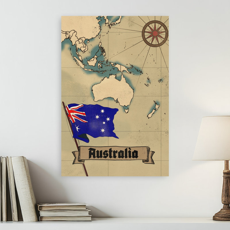 Art mural rétro, carte de l'Australie rétro