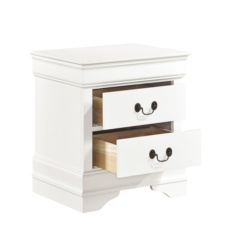 Table de chevet blanche en bois avec 2 options de tiroirs élégantes, Blanc