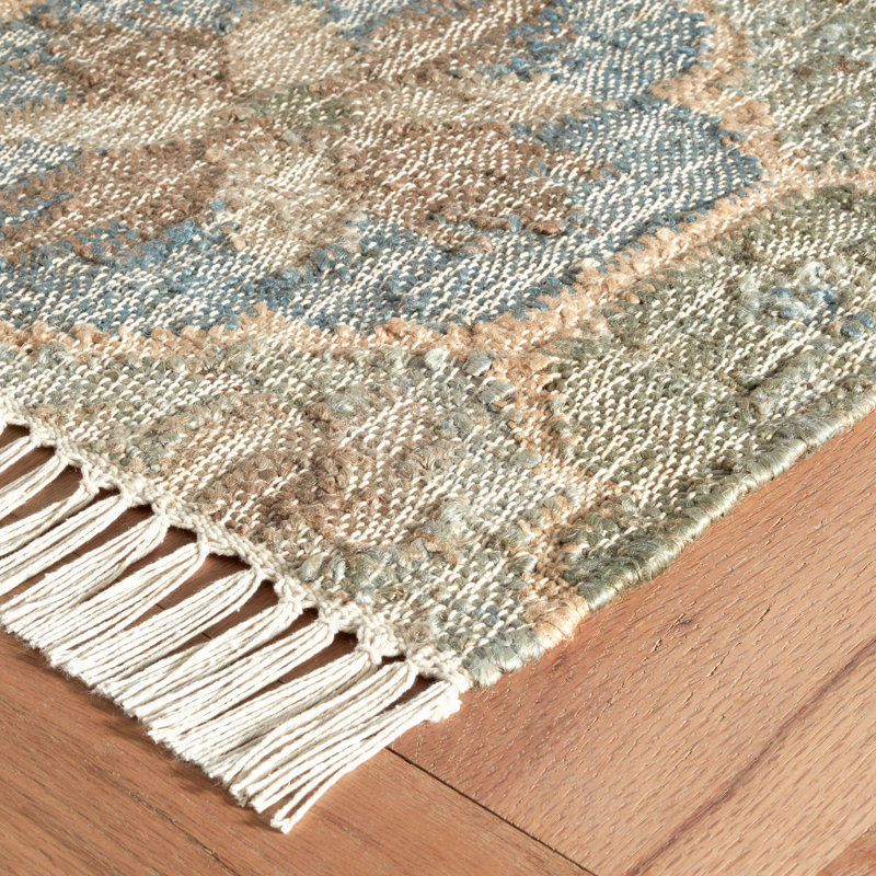Pali Blue Handwoven Jute Rug, 5x8
