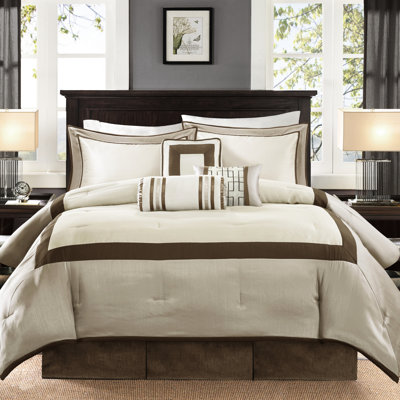 Édredon très grand taupe / brun - Ensemble de 7 coussins décoratifs complexes de couleur neutre