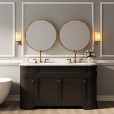 Meuble-lavabo autoportant 60 po avec lavabo en pierre 60 po, autoportant 60 po, entièrement assemblé, certificat EPA