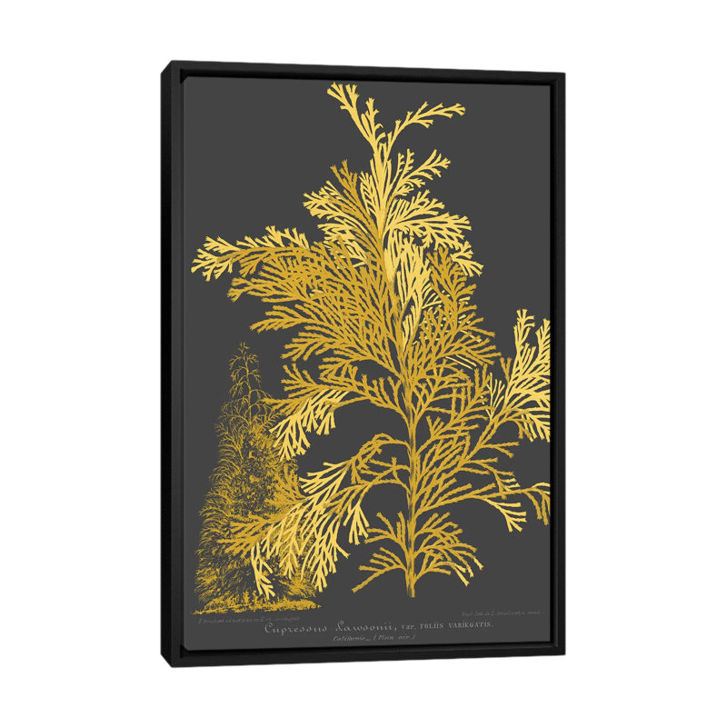 « trees & leaves i », impression sur toile, H 26 po x l 18 po x P 1,5 po, Toile avec cadre noir, Pas de tapis
