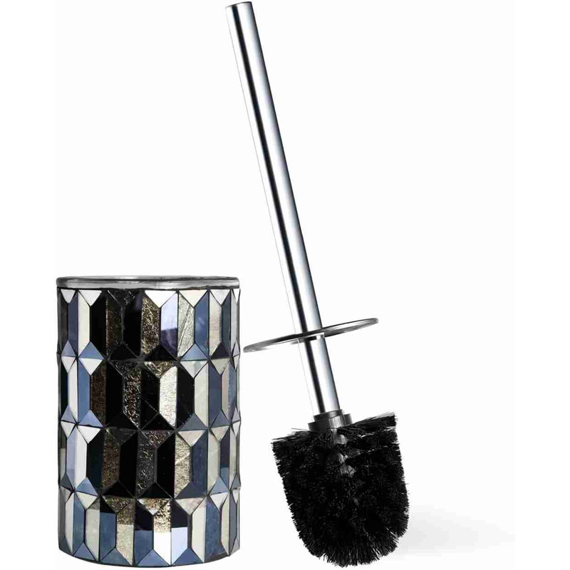Brosse de toilette moderne et support (droite or noir)
