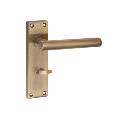 Golden Grace 1 Pair Victorian Straight T-Bar Bathroom Door Handle Antique Brass Metal Mortise Lock Set with Fixing Screws - 150mm x 40mm