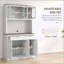 Grand garde-manger avec support pour micro-ondes, buffet autoportant, tablettes réglables et portes en verre pour un rangement moderne