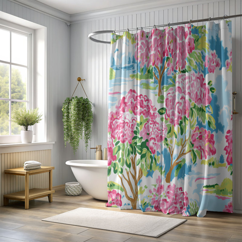 Chic Autumn Landscape - Rideau de douche standard 1 pièce, H 74 po x l 71 po