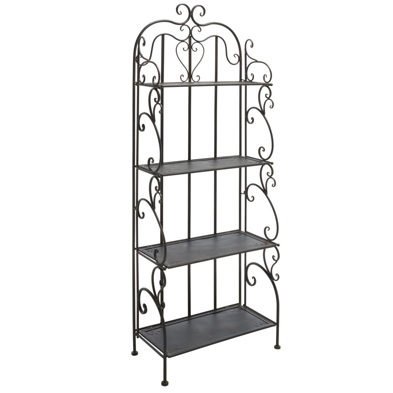 Angellyn Metal Weather Resistant Patio Shelving, Anitique Black