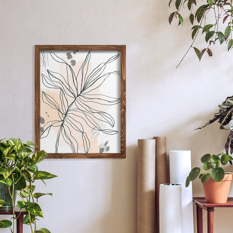 Palm, croquis I encadré sur papier, H 15 po x l 12 po x P 1 po, Noyer