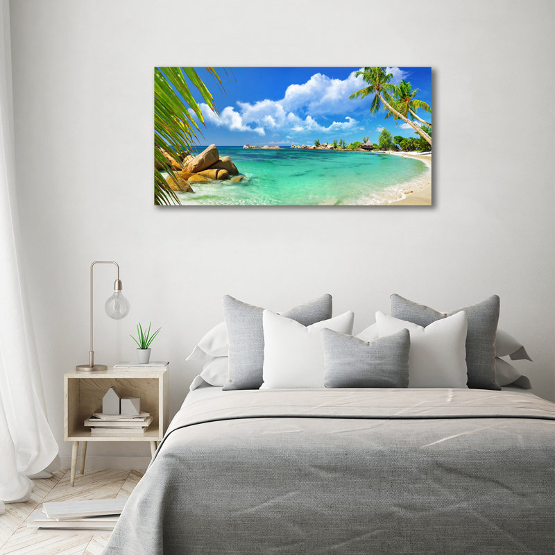Seychelles Beach - Wrapped Canvas Print, 70cm H x 140cm W, No Frame