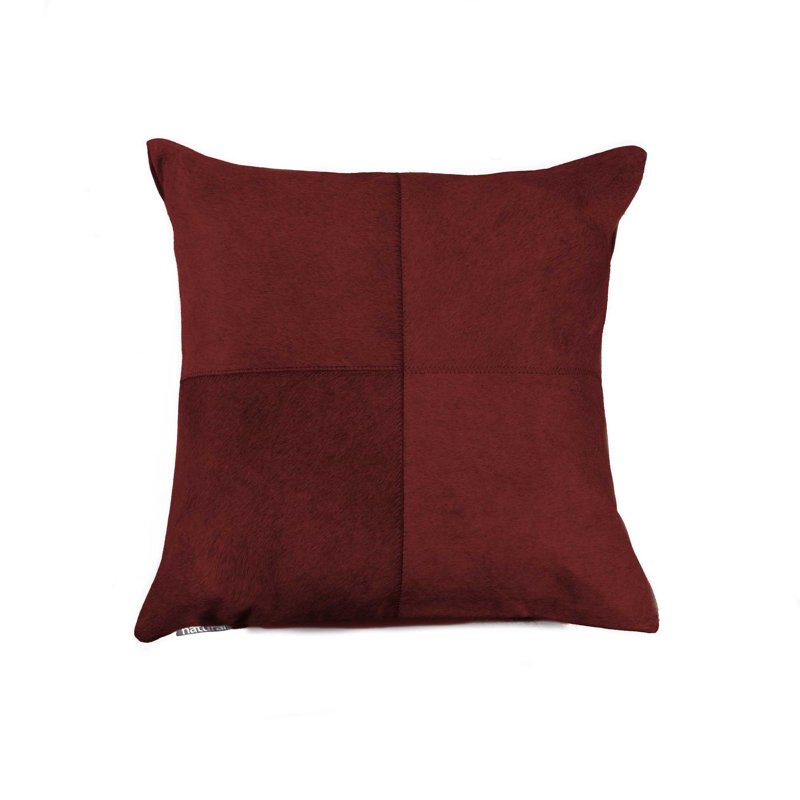 Torino Leather Throw Pillow, Burgundy, Solid Color